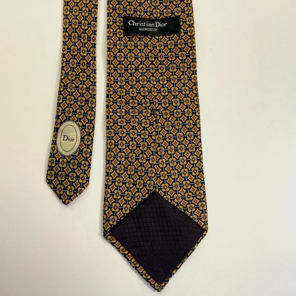 Dior Accessories Christian Dior Monsieur Tie Gold And Navy Blue